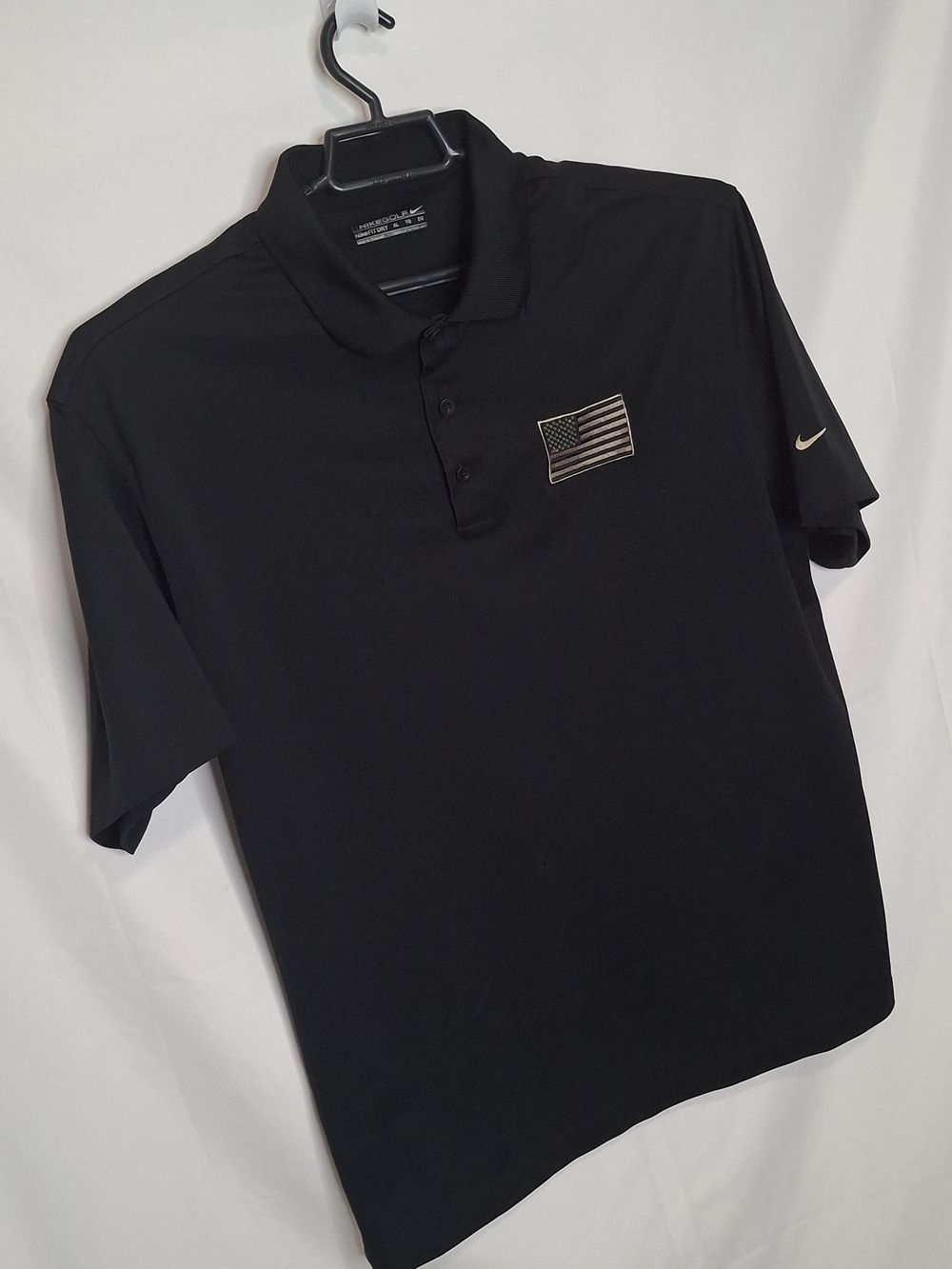 Nike Men's Black Dri-FIT Polo with Flag Patch Size XL - Picture 6 of 13